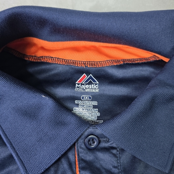 Chicago Bears NFL Majestic Cool Base Polo, Navy/Orange, Men's Size 3XL - Picture 4 of 8